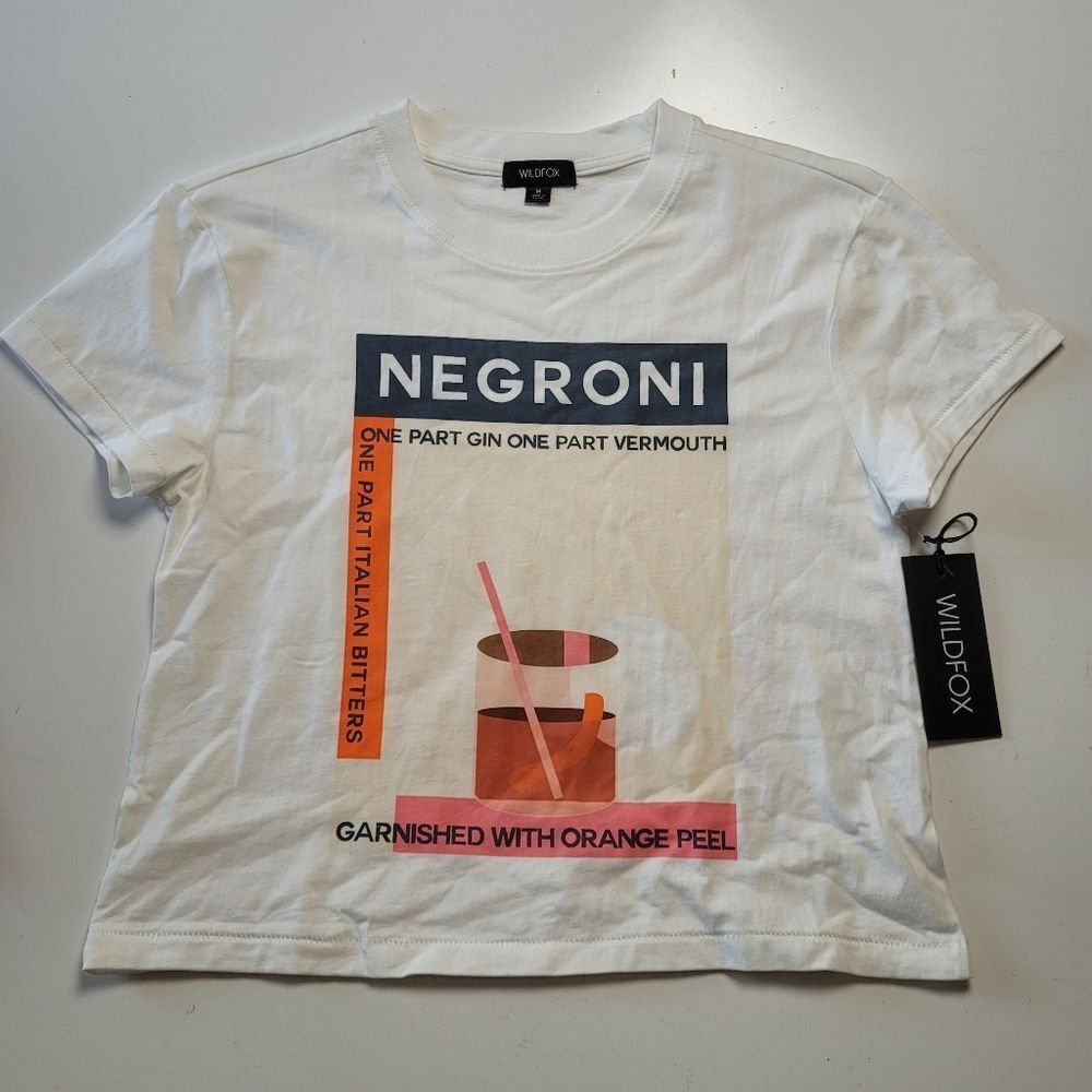NEW WILDFOX NEGRONI MIXED DRINK COCKTAIL BARTENDER TEE TSHIRT M MEDIUM NWT